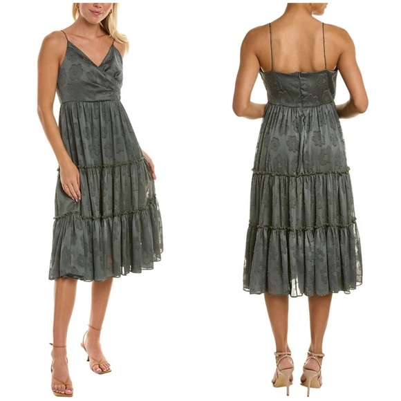 New! Anthropologie x Sachin & Babi Dalia Floral Jacquard Midi Dress Green Moss 🌿